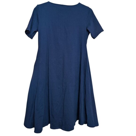 Navy Blue  Short Sleeve Flared T Shirt Dress With Pockets M - Picture 6 of 8